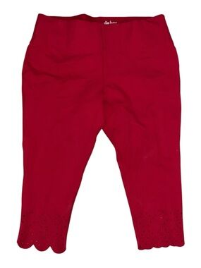 Investments Women's Magenta Capri Leggings with Scalloped Laser-Cut Hem